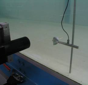 Kalibrering af laser, under antagelse af at m&aring;lte hastigheder med propel er korrekte.